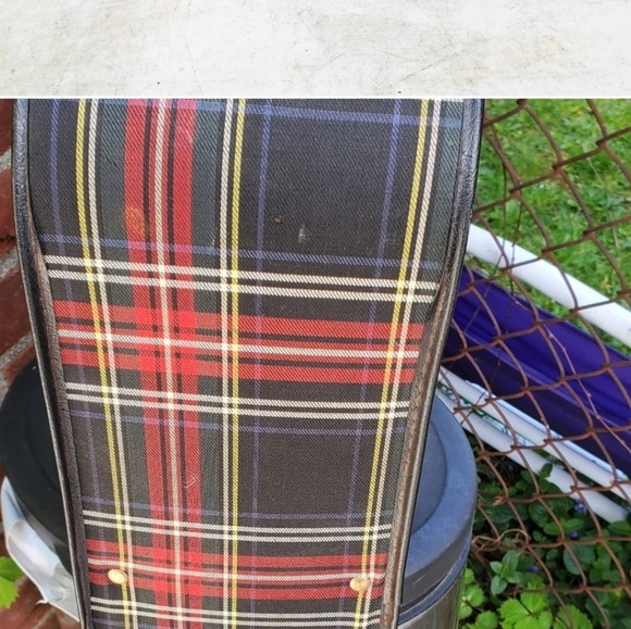 Vintage‎ 1960s plaid carry on suitcase - Picture 5 of 15